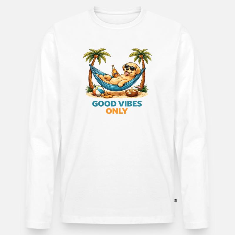 Welpe in Hängematte – Chill-Modus - Männer Premium Bio Langarmshirt - Weiß