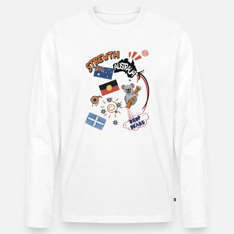 Australische Collage Strewth & Drop bears - Männer Premium Bio Langarmshirt - Weiß