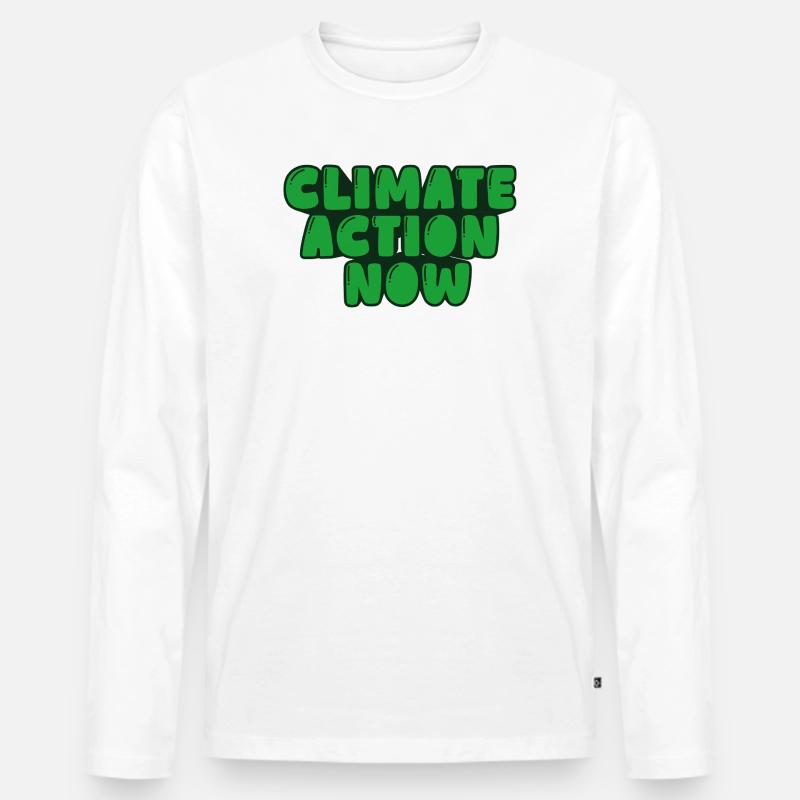 Klimaschutz jetzt - Männer Premium Bio Langarmshirt - Weiß