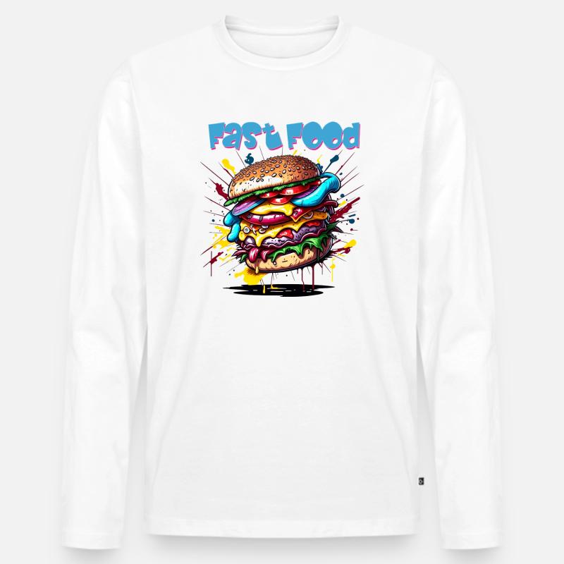 Burger - Hamburger - Fastfood - Männer Premium Bio Langarmshirt - Weiß