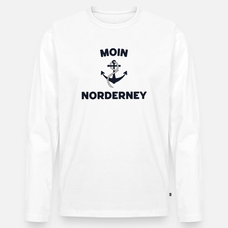 Moin Norderney – Maritimes Anker-Design - Männer Premium Bio Langarmshirt - Weiß