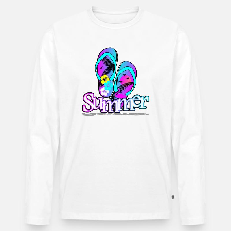 Sommer Flipflop - Männer Premium Bio Langarmshirt - Weiß