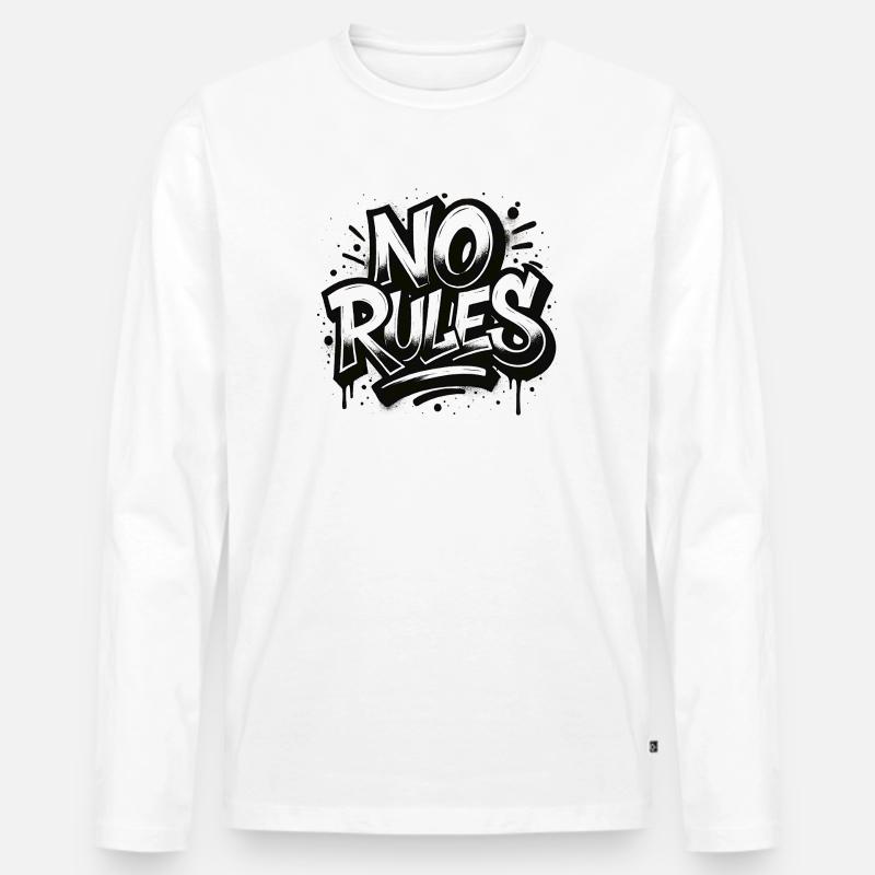 Keine Regeln Graffiti Design - Männer Premium Bio Langarmshirt - Weiß