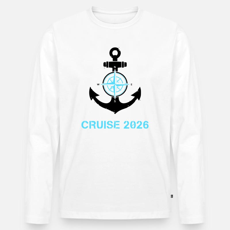 Anker Kompass Cruise 2026 Logo - Männer Premium Bio Langarmshirt - Weiß