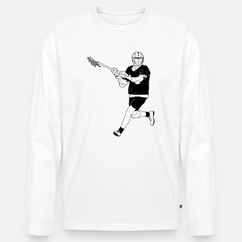 Giocatore di lacrosse - Maglia a manica lunga ecologica premium da uomo - bianco