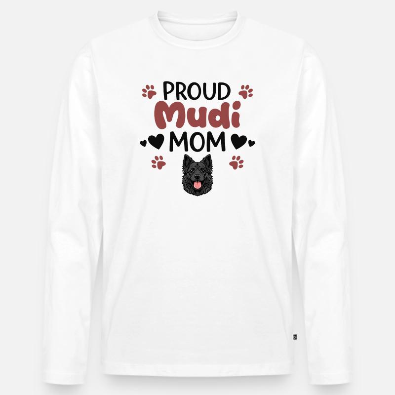 Stolze Mudi Mutter, Mudi - Männer Premium Bio Langarmshirt - Weiß