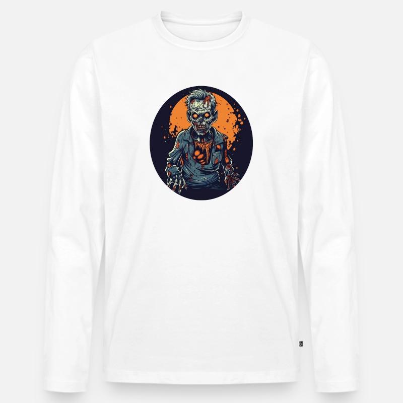 Halloween - Zombie - Horror - Hexe - Männer Premium Bio Langarmshirt - Weiß