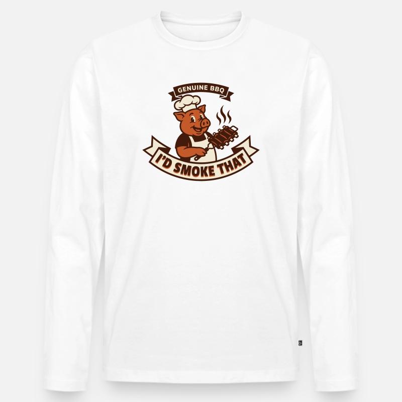 Massaggi e costine barbecue Pig Pitmaster - Maglia a manica lunga ecologica premium da uomo - bianco