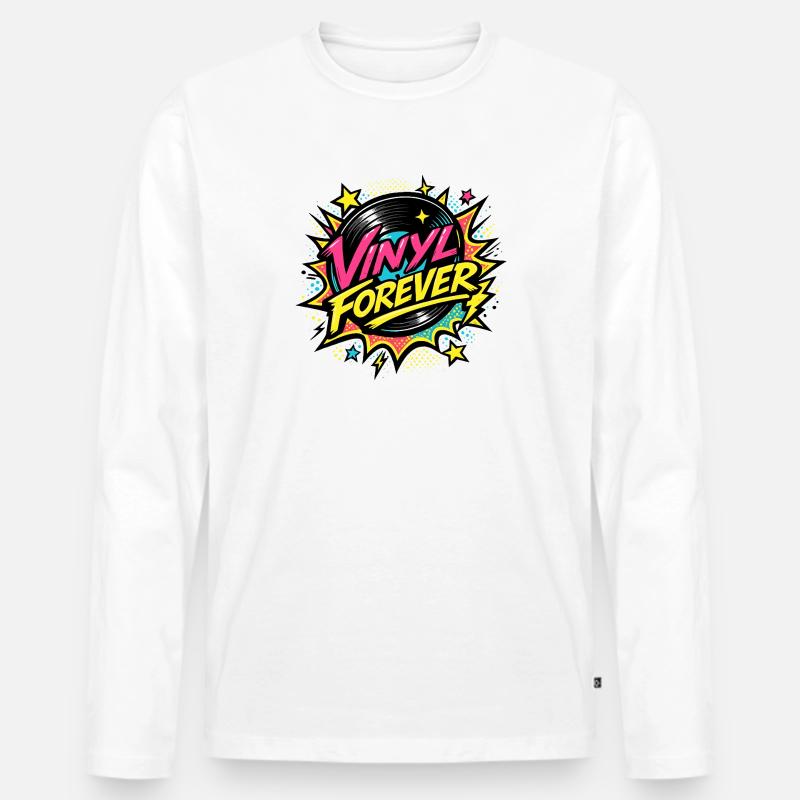 Vinyl Forever Retro Pop - Männer Premium Bio Langarmshirt - Weiß