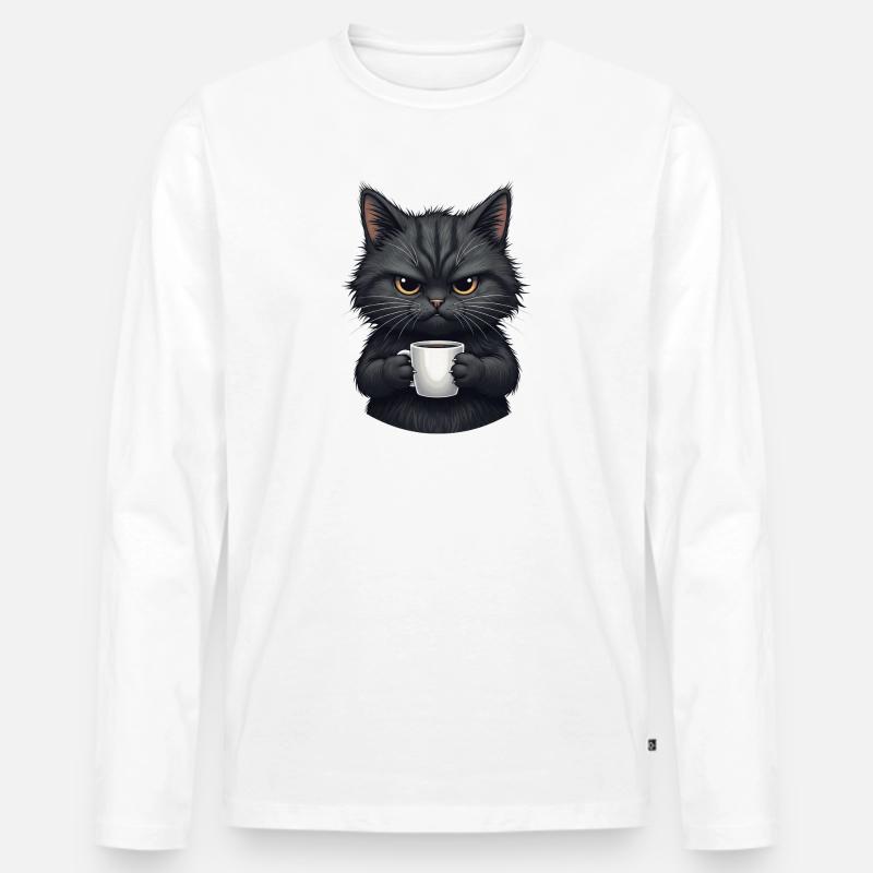 Schwarze Katzen-Geschenke - Männer Premium Bio Langarmshirt - Weiß