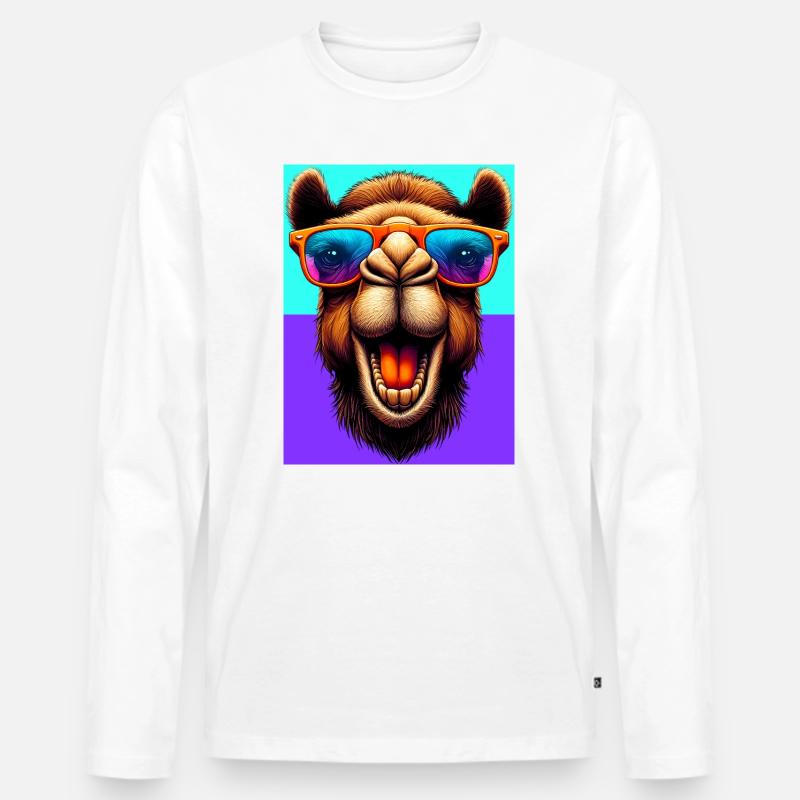 Kamel - Männer Premium Bio Langarmshirt - Weiß