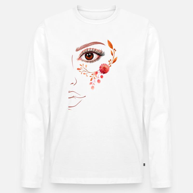 Boho Line Art Floral Design - Männer Premium Bio Langarmshirt - Weiß