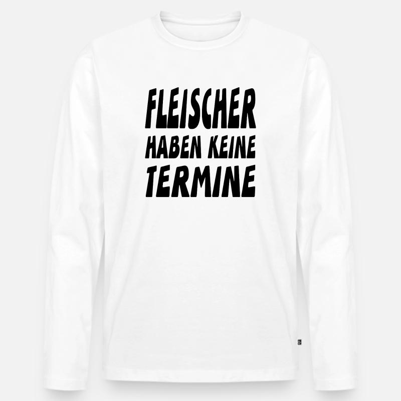 Fleischer - Männer Premium Bio Langarmshirt - Weiß