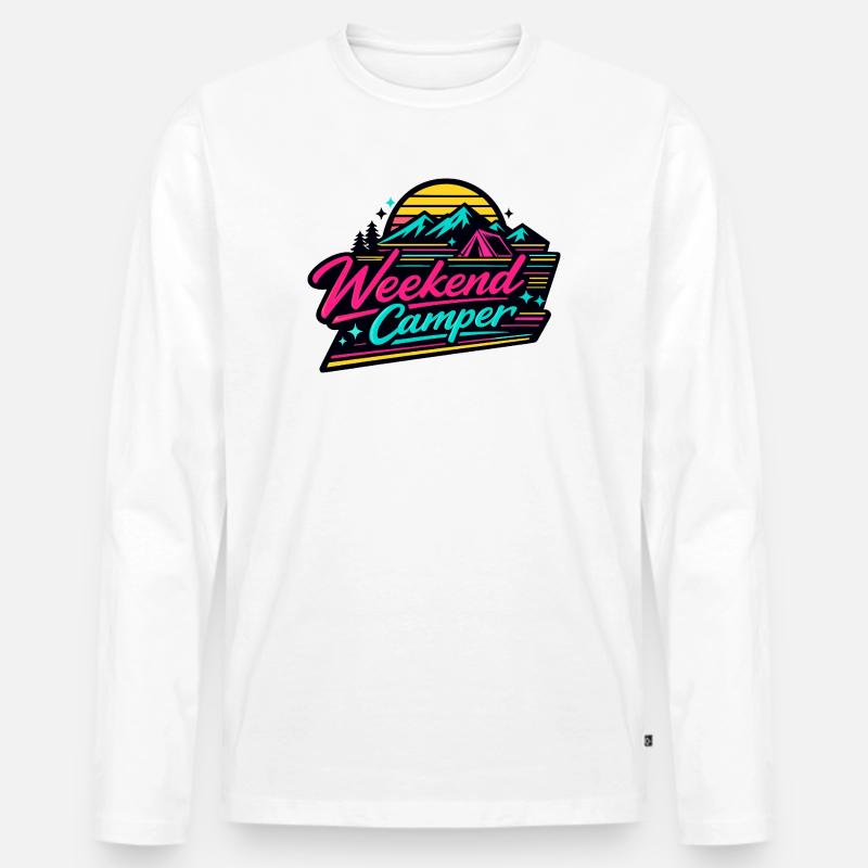 Weekend Camper Neon Skyline - Männer Premium Bio Langarmshirt - Weiß