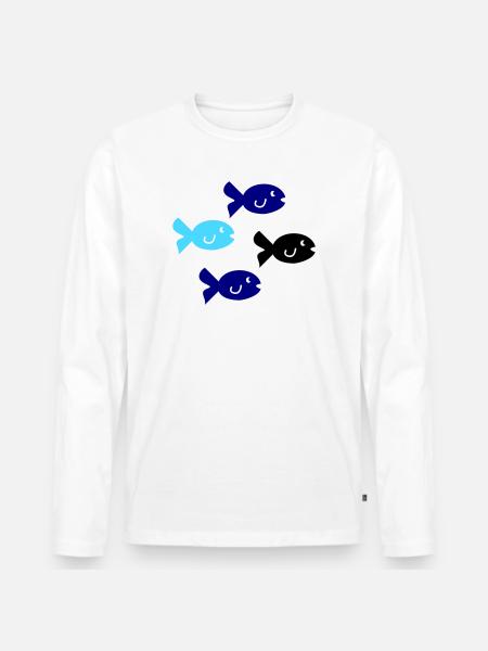 Pisces Silhouette - Men's Premium Organic Long Sleeve Shirt - white