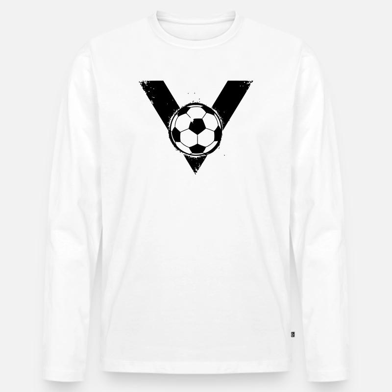 Fußball V Sieg Wappen Grunge - Männer Premium Bio Langarmshirt - Weiß