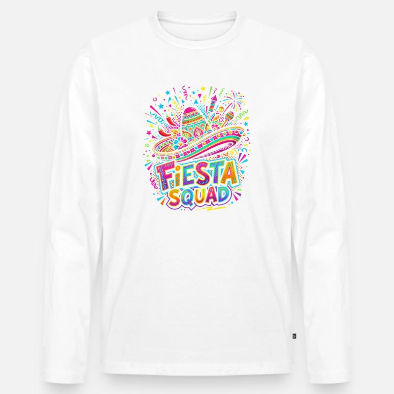 Fiesta Squad Sombrero Burst - Männer Premium Bio Langarmshirt - Weiß