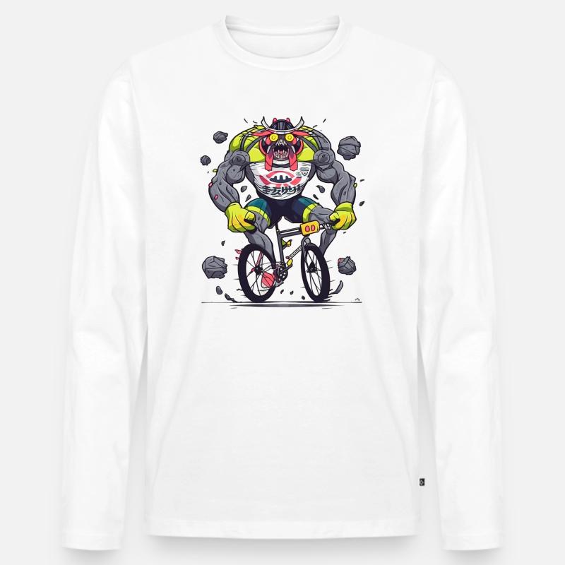 BMX Dämon Kraftkoloss - Männer Premium Bio Langarmshirt - Weiß