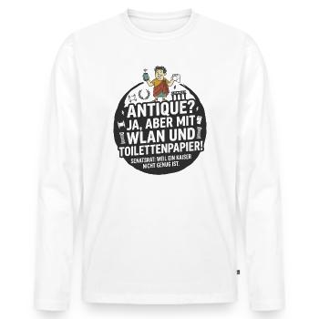 Antike WLAN Toilettenpapier Humor - Männer Premium Bio Langarmshirt - Weiß - Vorne - Nico (187cm)