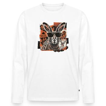 Cool Vintage Hunter Hare - Men's Premium Organic Long Sleeve Shirt - white - Front - Nico (187cm)