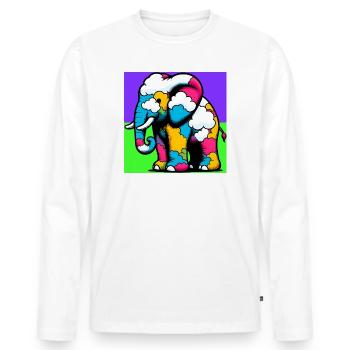 Elephant with Cloud and Clouds - Men's Premium Organic Long Sleeve Shirt - white - Front - Nico (187cm)