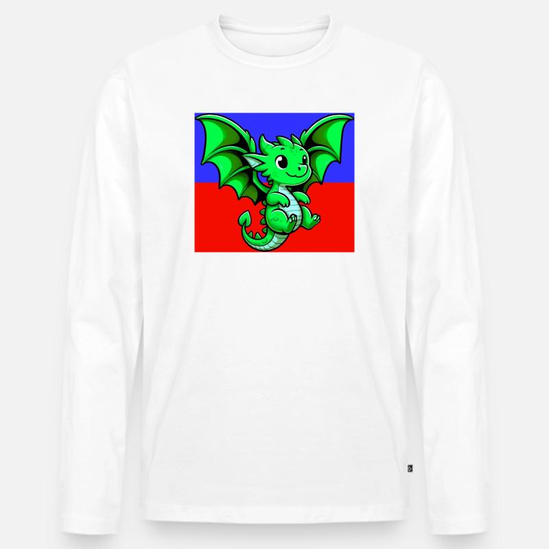 Drache - Männer Premium Bio Langarmshirt - Weiß