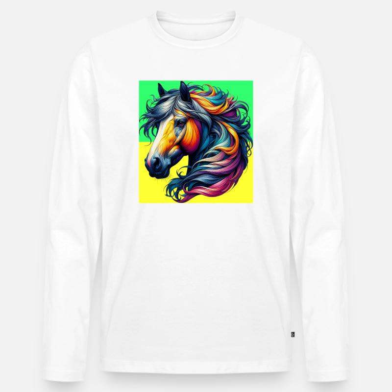 Pferd - Männer Premium Bio Langarmshirt - Weiß