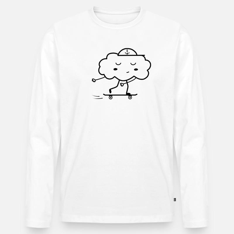 Skater Cloud – Ankerkappe - Männer Premium Bio Langarmshirt - Weiß