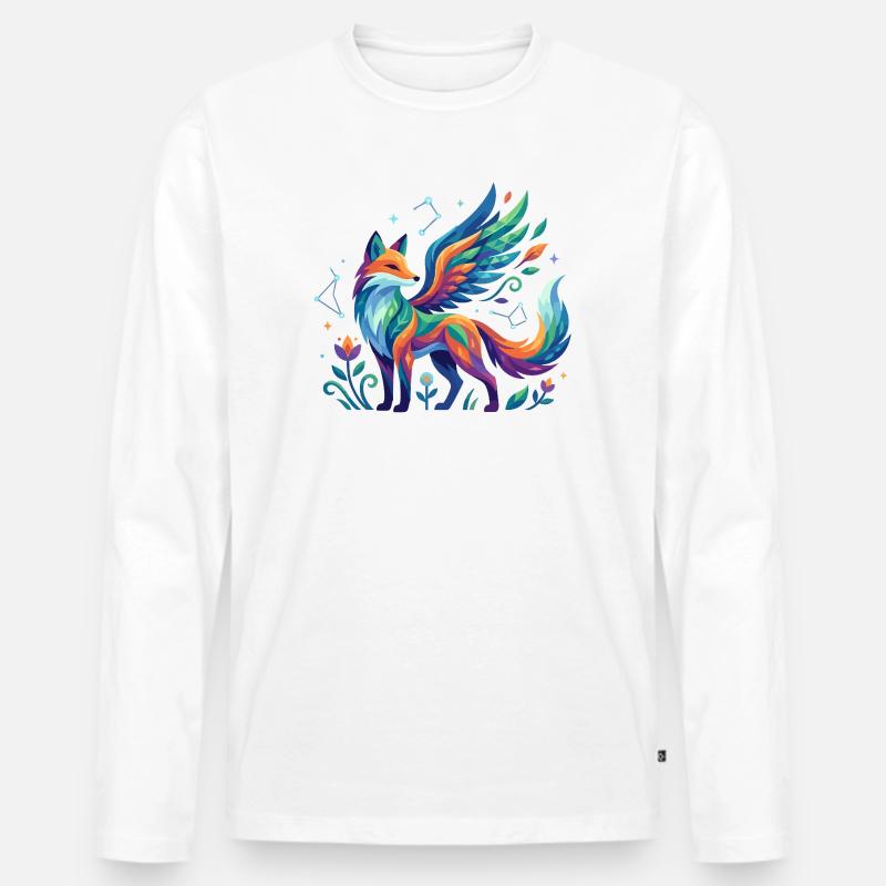 Fuchsflügel Farbenzauber - Männer Premium Bio Langarmshirt - Weiß