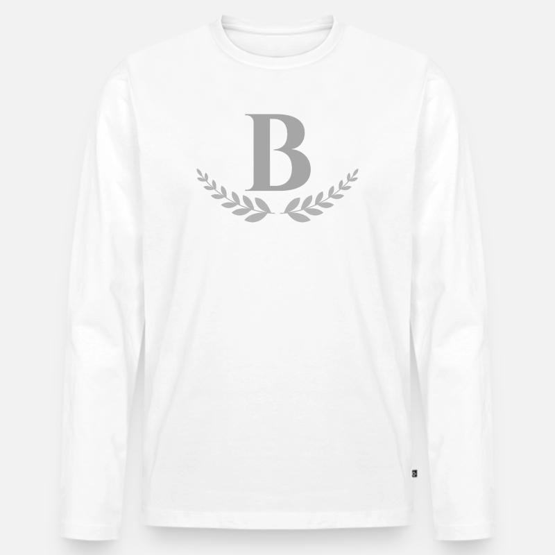 B - Männer Premium Bio Langarmshirt - Weiß