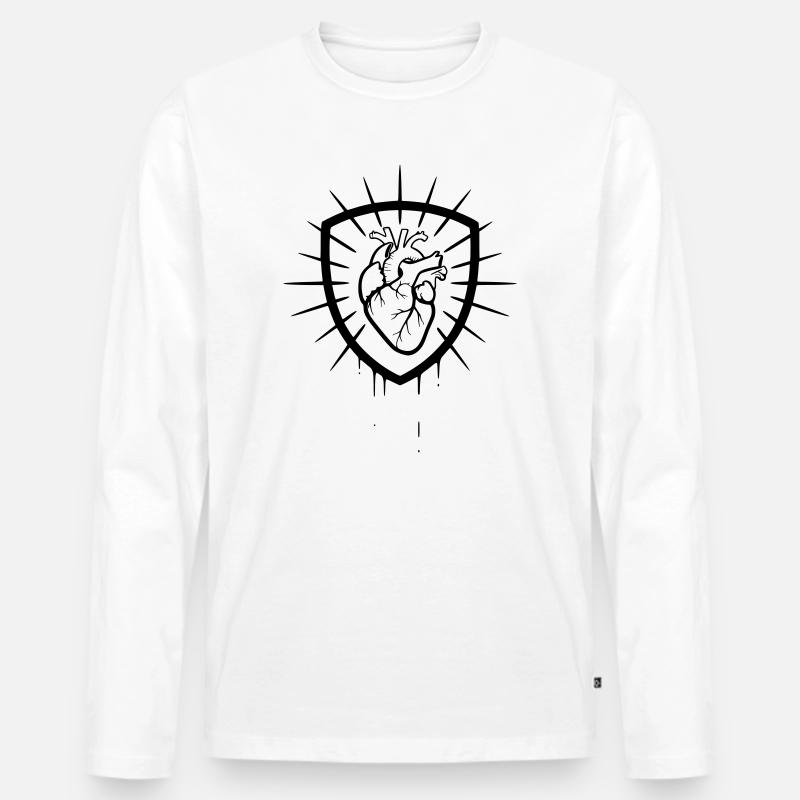 Anatomisches Herz Wappen Kontur - Männer Premium Bio Langarmshirt - Weiß