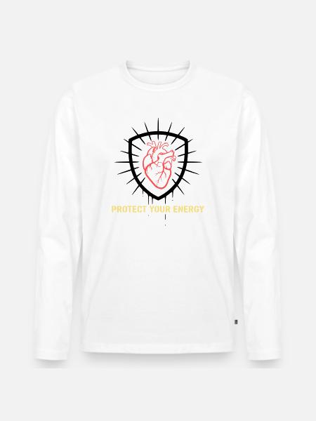 Protect Energy Heart Shield - Men's Premium Organic Long Sleeve Shirt - white
