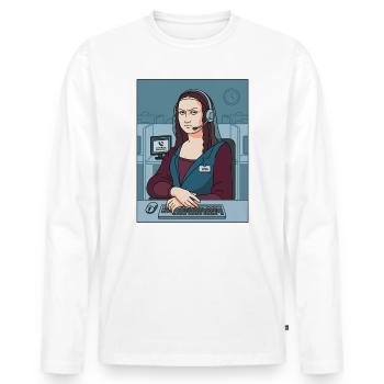 Humour du personnel de soutien de la Joconde - T-shirt manches longues Premium bio Homme - blanc - Devant - Nico (187cm)