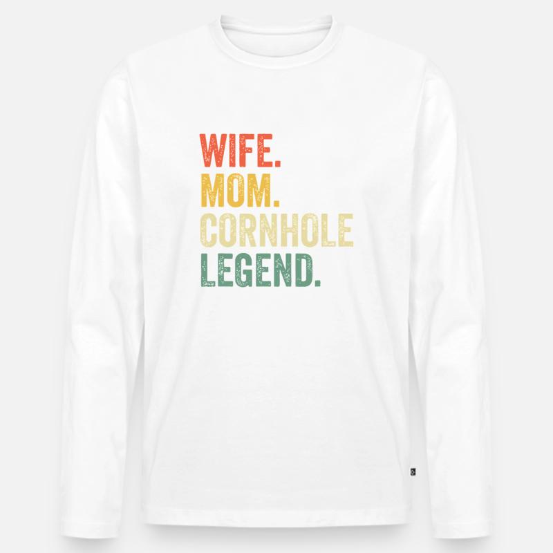 Ehefrau-Mama Cornhole-Legende - Männer Premium Bio Langarmshirt - Weiß