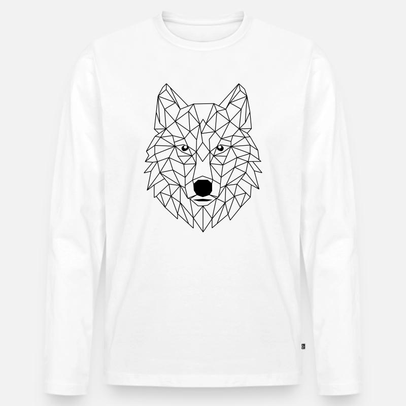 Wolf Polygon - Männer Premium Bio Langarmshirt - Weiß