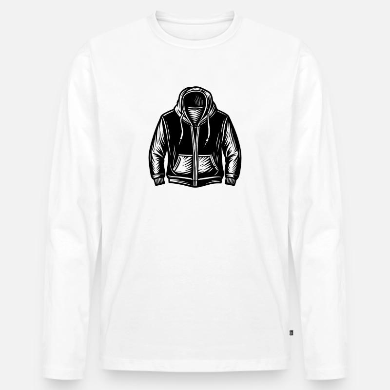 Kapuzenpullover - Männer Premium Bio Langarmshirt - Weiß