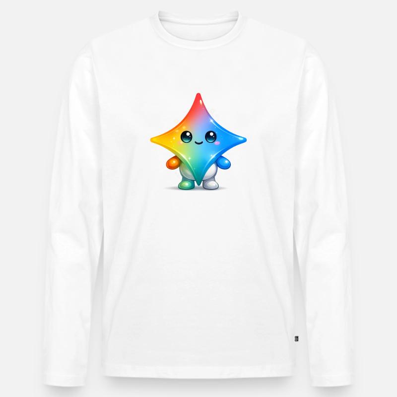 Süßer Gemini-Star-Maskottchen-Aufkleber - Männer Premium Bio Langarmshirt - Weiß