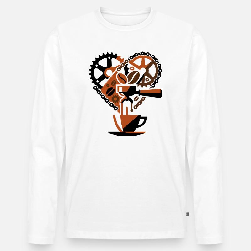Steampunk-Kaffee-Kreislauf-Gedankenlandschaft - Männer Premium Bio Langarmshirt - Weiß