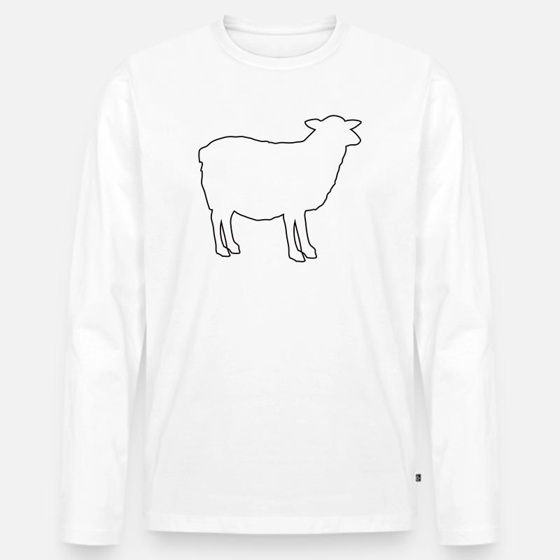Schafsilhouette Kontur-Design - Männer Premium Bio Langarmshirt - Weiß