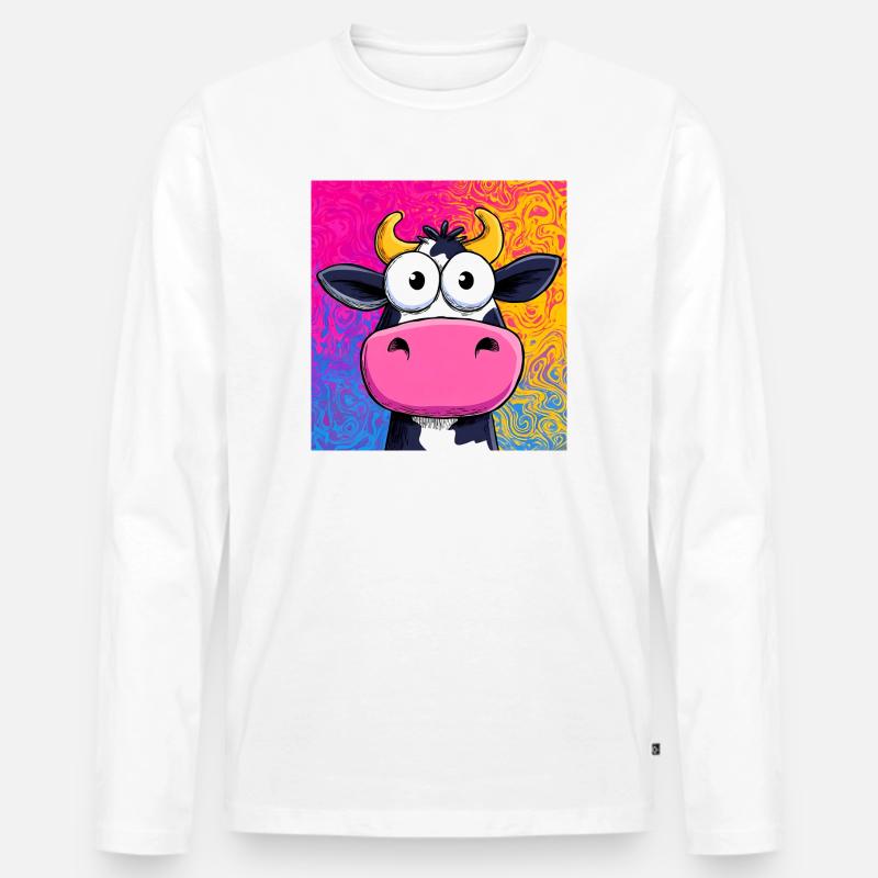 Kuh - Männer Premium Bio Langarmshirt - Weiß