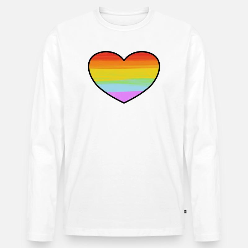 Regenbogenstolzherz - Männer Premium Bio Langarmshirt - Weiß
