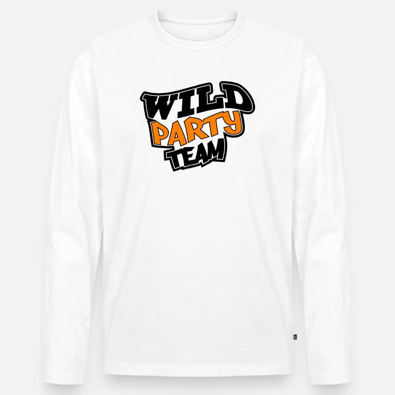 Wild Party Crew - Männer Premium Bio Langarmshirt - Weiß