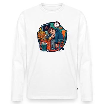 Travail fatigué au bureau Humour de stress - T-shirt manches longues Premium bio Homme - blanc - Devant - Nico (187cm)