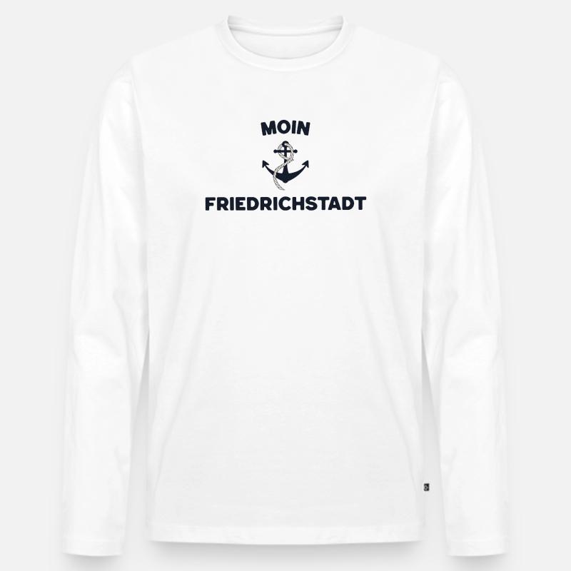 Moin Friedrichstadt – Maritimes Anker Design - Männer Premium Bio Langarmshirt - Weiß