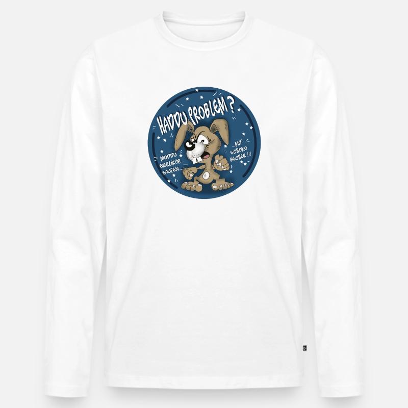 Hasen-Comic Haddu Problem? - Männer Premium Bio Langarmshirt - Weiß