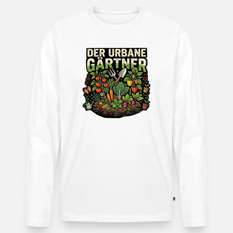 Gärtner Garten Gemüse - Männer Premium Bio Langarmshirt - Weiß