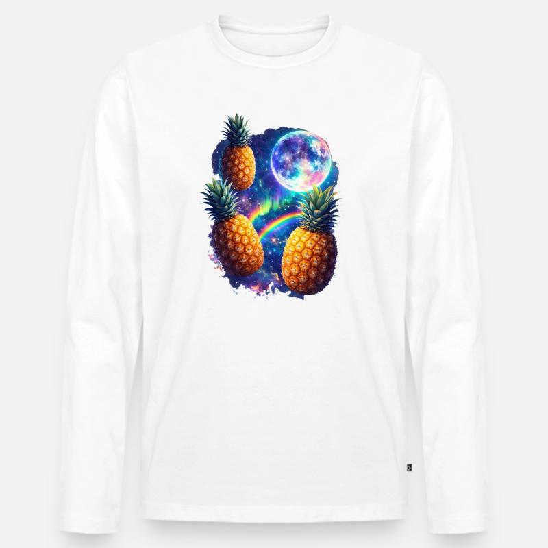Kosmische Ananas All - Männer Premium Bio Langarmshirt - Weiß