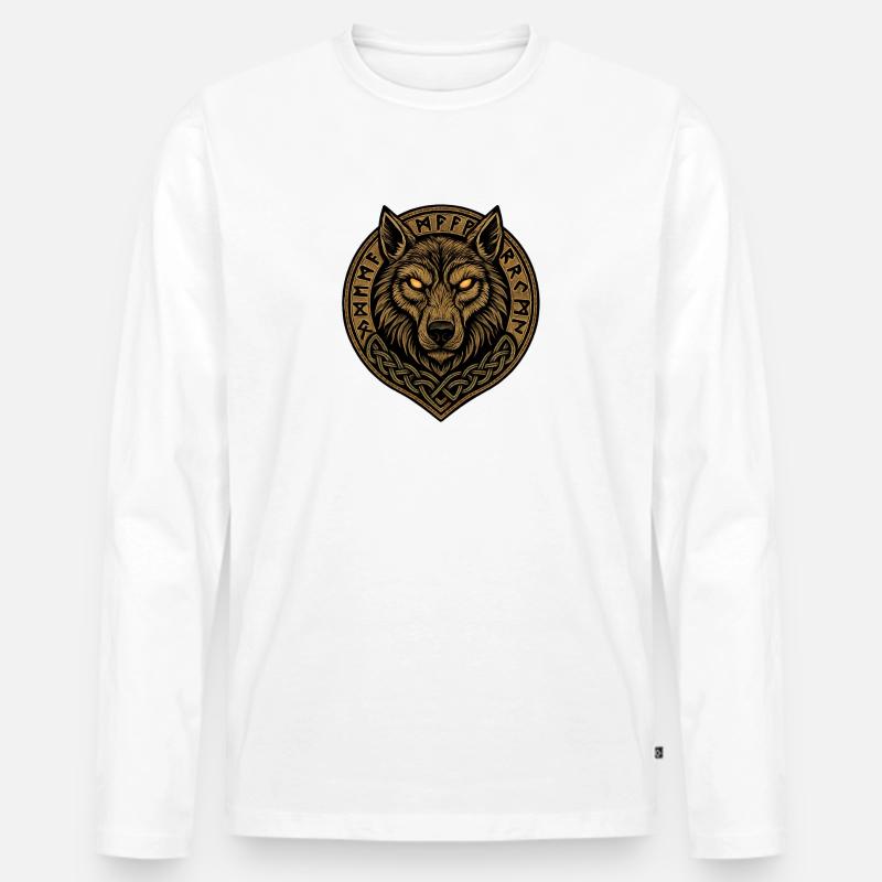 Wolfsmedaillon Runenwappen - Männer Premium Bio Langarmshirt - Weiß
