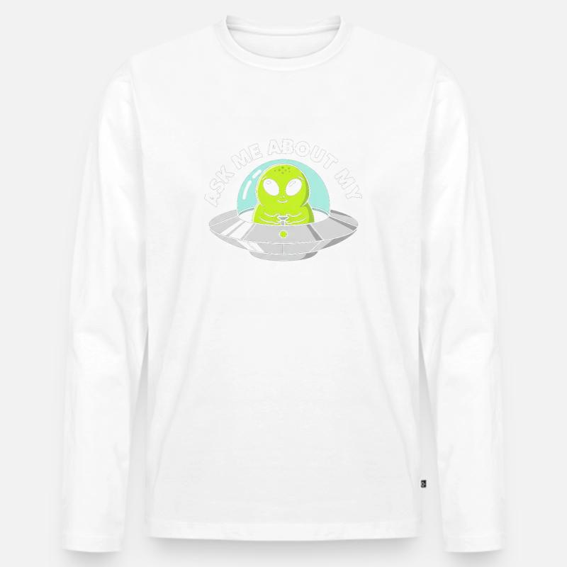 Außerirdischer UFO Humor Spruch - Männer Premium Bio Langarmshirt - Weiß
