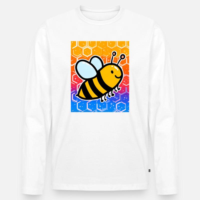 Biene - Männer Premium Bio Langarmshirt - Weiß